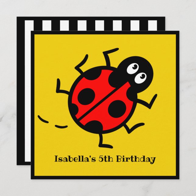 Convite personalizado de padrão Ladybird (Frente/Verso)