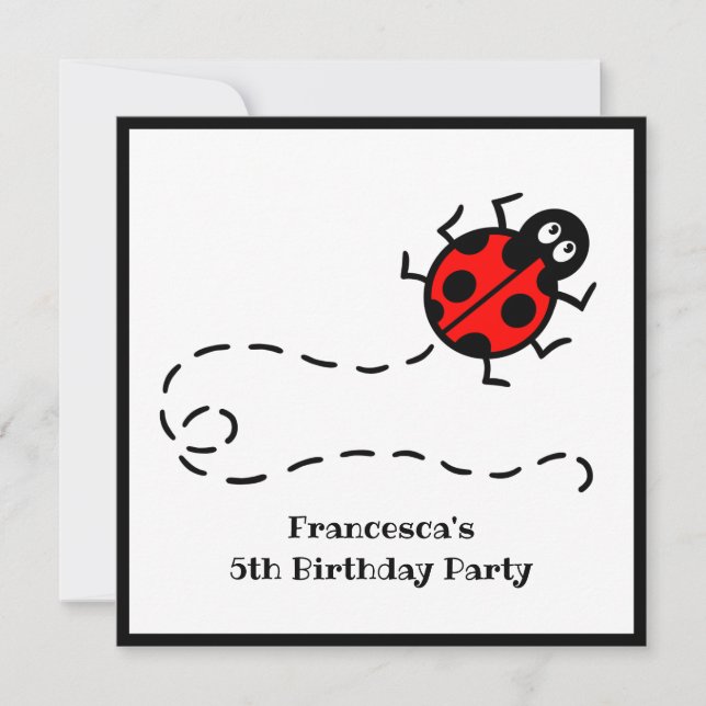 Convite personalizado de padrão Ladybird (Frente)