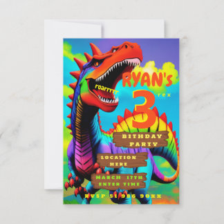Convite personalizado de três anos de rex