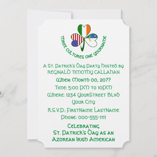 Convite Personalizado de Trevo da Bandeira Irlande (Frente)