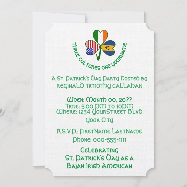 Convite Personalizado de Trevo de Bandeira Irlande (Frente)
