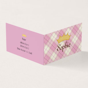 Convite Personalizado de Xadrez Rosa para Princesa