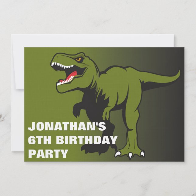 Convite personalizado do aniversário de T-Rex (Frente)