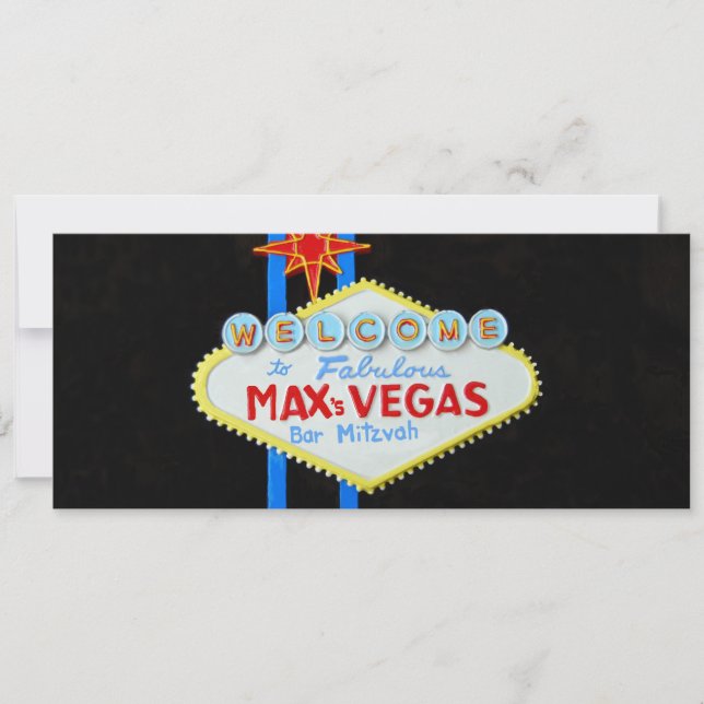 Convite personalizado do Bar de Las Vegas Mitzvah (Frente)