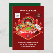 Convite personalizado do Clube Casino Night Party