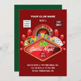 Convite personalizado do Clube Casino Night Party