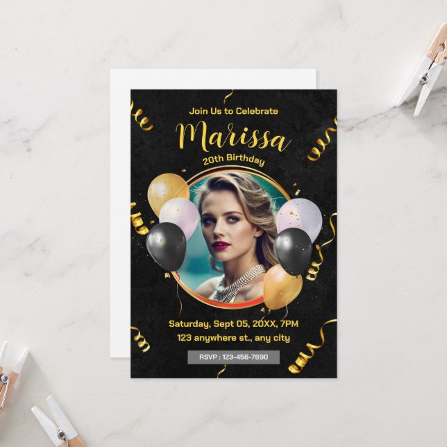 Convite Personalizado do Partido Adulto de Anivers (Frente/Verso In Situ)