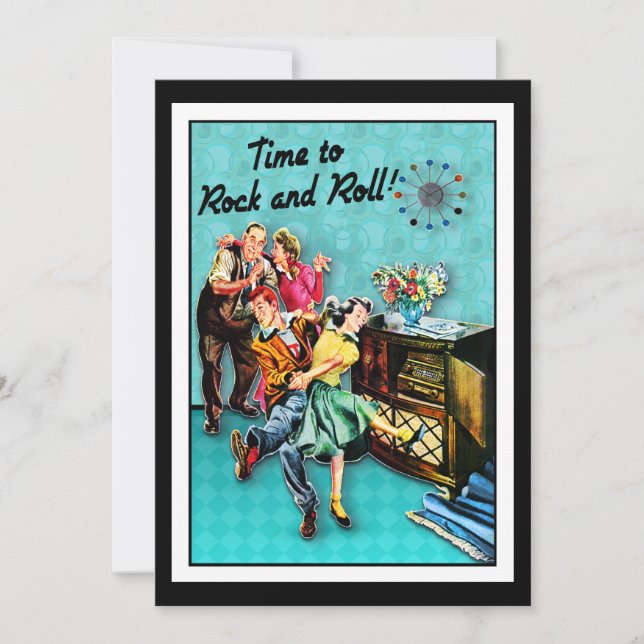 Convite Personalizado do Partido do Jukebox Retro Rock and (Frente)