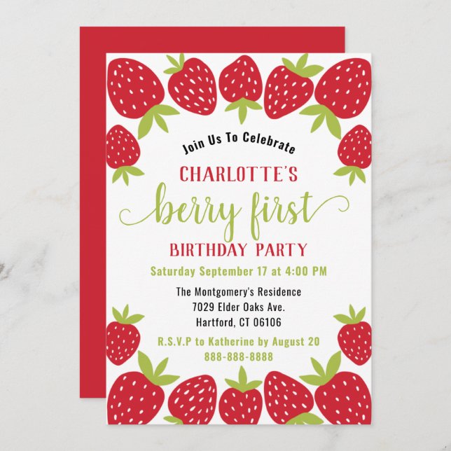 Convite Personalizado do Primeiro Partido do primeiro aniv (Frente/Verso)