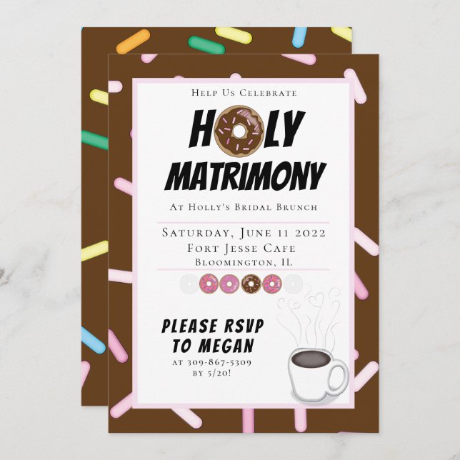 Convite Personalizado do Santo Matrimônio Brunch (Frente/Verso)