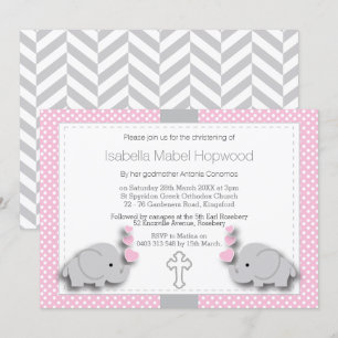 Convite Personalizado - Elefante Rosa e Cinza 🐘 Bebê -