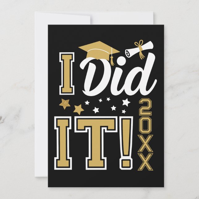 Convite Personalizado Eu Consegui Dourado Graduação Gradua (Frente)