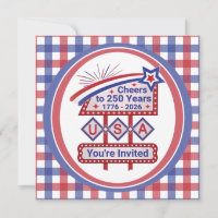 Personalizado EUA 250 – Marquee Retro Patriótico