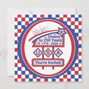 Convite Personalizado EUA 250–Marquise Retro Patriótica