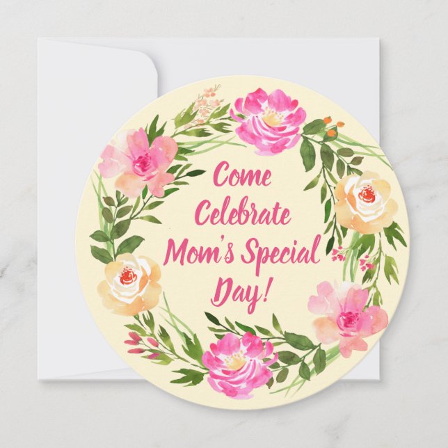 Convite Personalizado Floral de Aquarela (Frente)