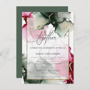 Convite PERSONALIZADO Fuchsia e Sage Green Watercolor Invi