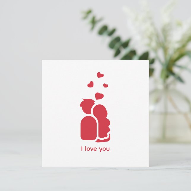 Convite Personalizado Marca Vermelho Branco Simples Casal  (Em pé/Frente)