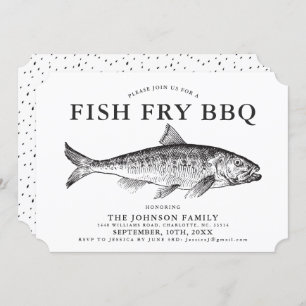 Convite Personalizado Mínimo de Peixe para o Parti