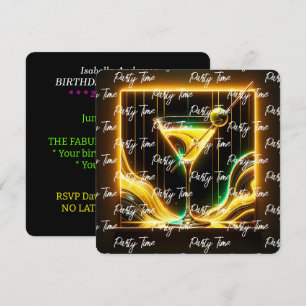 Convite Personalizado Neon Time do Trendy Party