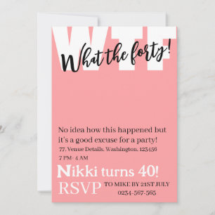 Convite Personalizado O que é o 40º aniversário engraçado
