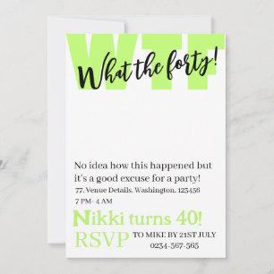 Convite Personalizado O que é o 40º aniversário engraçado
