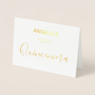 Convite personalizado ouro de Quinceañera