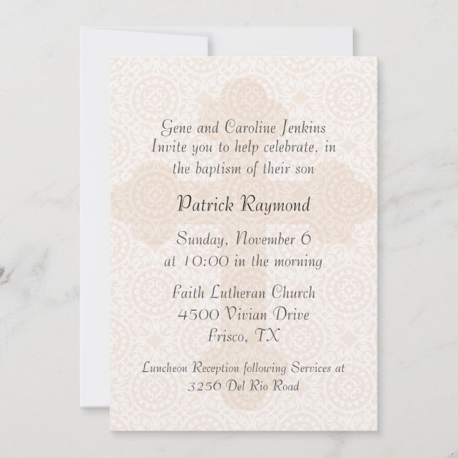Convite Personalizado para Batismo Elegante de Pea (Frente)