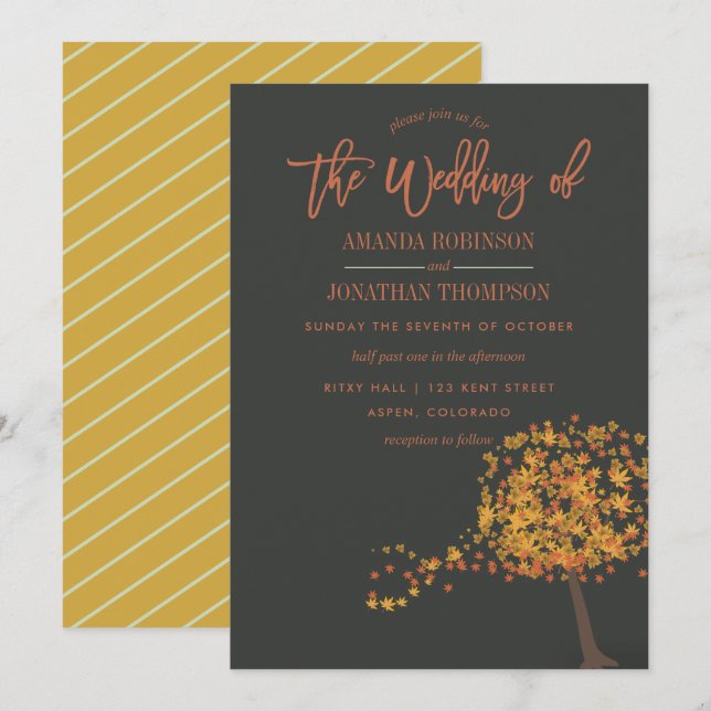 Convite personalizado para casamento de outono (Frente/Verso)
