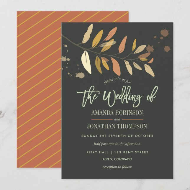 Convite personalizado para casamento de outono (Frente/Verso)