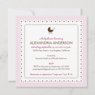 Convite personalizado para Chás de fraldas (Rosa