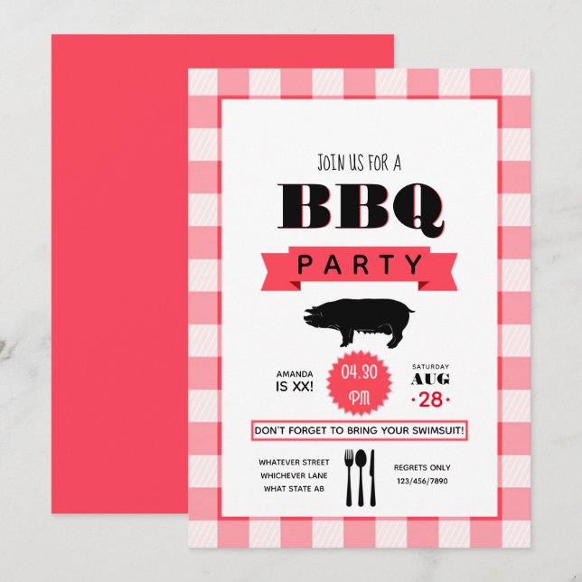 Convite personalizado para Churrasco de Aniversári (Frente/Verso)
