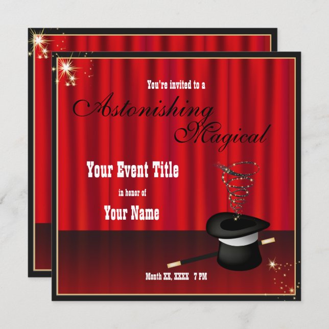 Convite Personalizado para Evento de Magia (Frente/Verso)