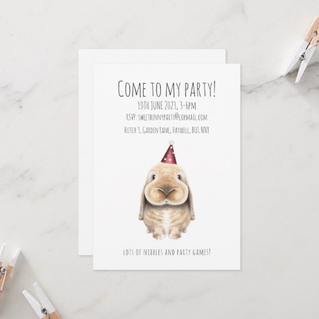 Convite Personalizado para Festa de Coelhinho (Frente/Verso In Situ)