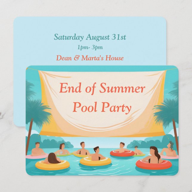 Convite Personalizado para Festa de Fim de Verão n (Frente/Verso)