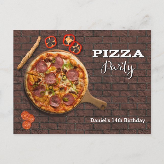 Convite Personalizado para Festa de Pizza (Frente)