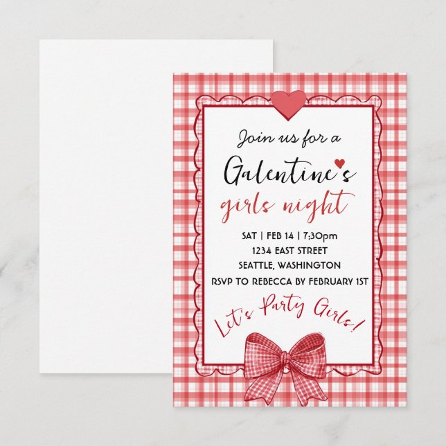 Convite Personalizado para Noite das Galentines (Frente/Verso)