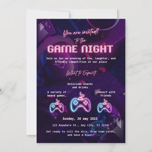 Convite Personalizado para Noite de Jogos (Frente)