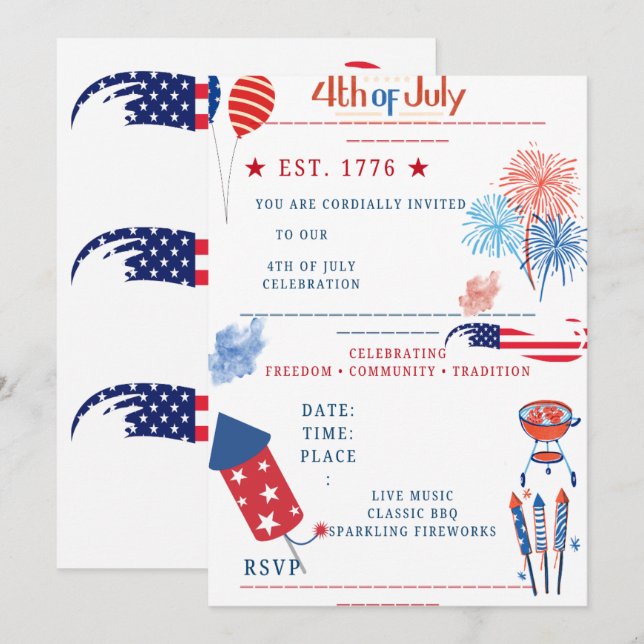 Convite Personalizado para o Dia da Independência  (Frente/Verso)