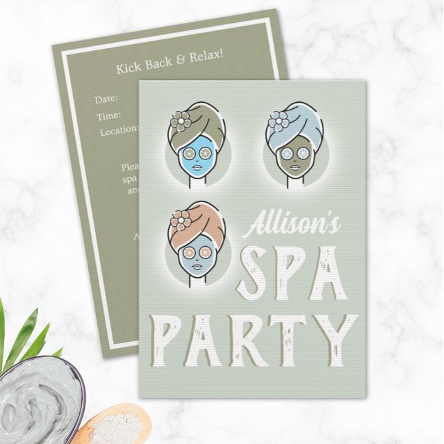 Convite Personalizado Para O Dia Do Spa - Festa de (Spa Day Girls Birthday Party Invitation Template)