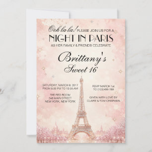 Convite Personalizado para Sweet 16 Noite em Paris
