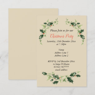 Convite Personalizado, personalizável Holly e Ivy Christma
