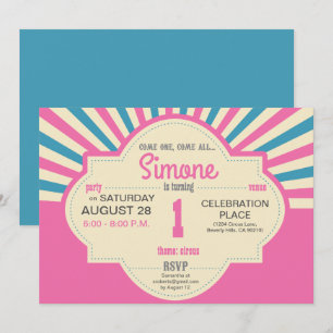 Convite Personalizado, Primeiro aniversário, Circus Pensou