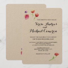 Convite Personalizado, Russo, flor de aquarela, Casamento