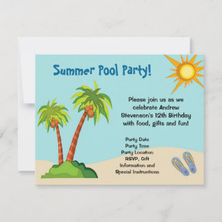 Convite Personalizado, Tema De Festa De Piscina De