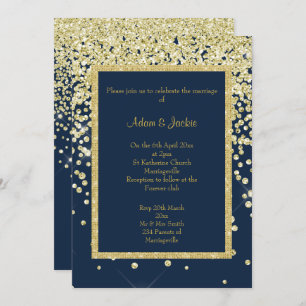 CONVITE PERSONALIZANDO O CASAMENTO DE SPARKLE DOURADO DO M