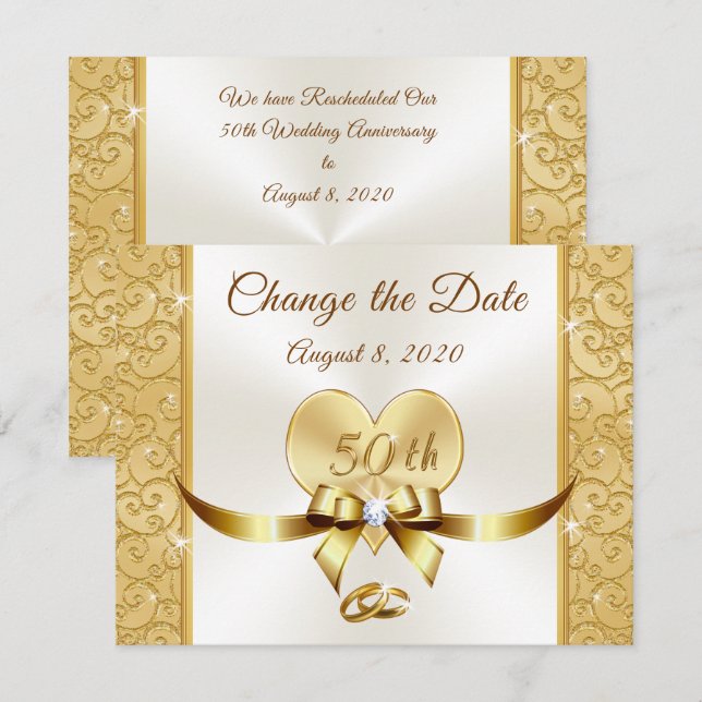 Convite Personalizar 50 anos Alterar as placas de data (Frente/Verso)