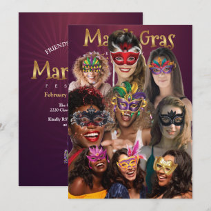 Convite Personalizar 9 Máscaras de Mascarada de Foto Mardi