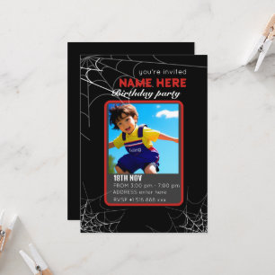 Convite Personalizar aniversário de aranha
