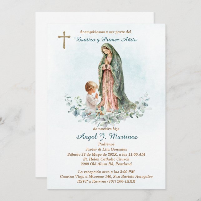 Convite Personalizar Bautizo De Niño (Frente/Verso)