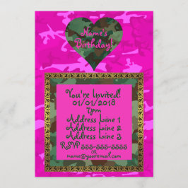 Convite Personalizar - Camo Rosa